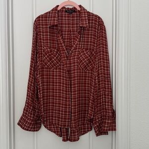 Velvet Heart Red Plaid Button Down Shirt